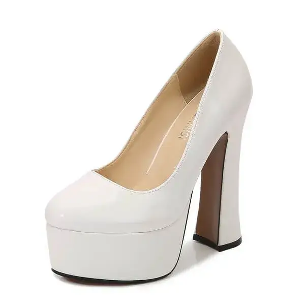 Hookhousehold Women Plus Size Fashion Sexy Thick-Soled Chunky Heel Platform Round-Toe High-Heeled Shoes Wedges
